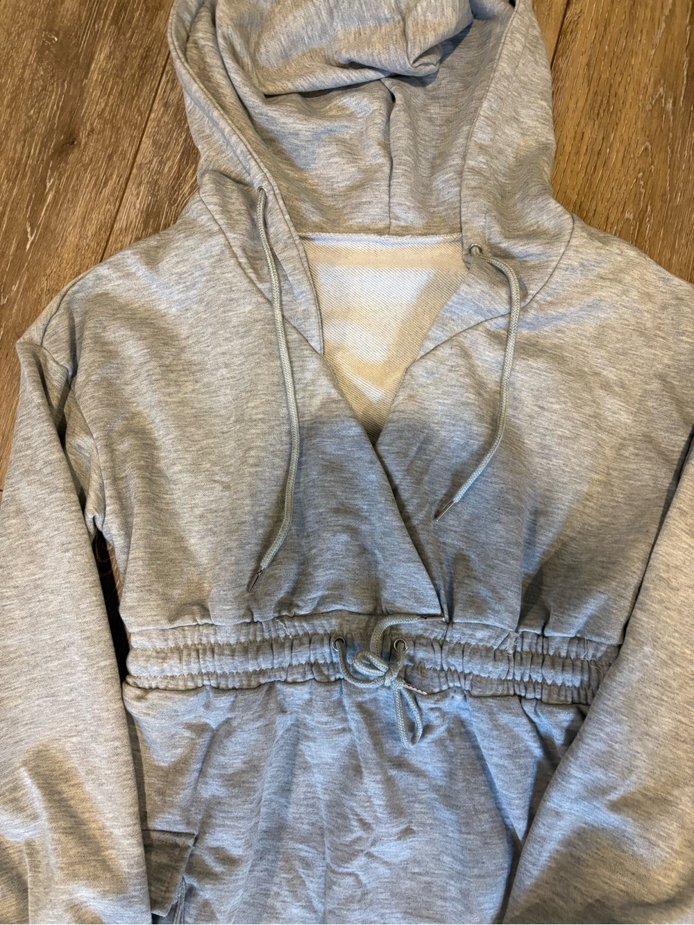 Women's Grey Hooded Pullover Lounge dress mid length Small